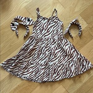 Janie and Jack Safari zebra dress headband brown size 8 animal kingdom Disney